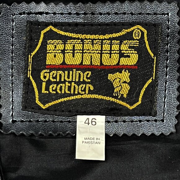 Vintage BONUS Vintage Genuine Leather Snap-Up Motorcycle Vest Size EU 46 - NWT - Picture 3 of 6